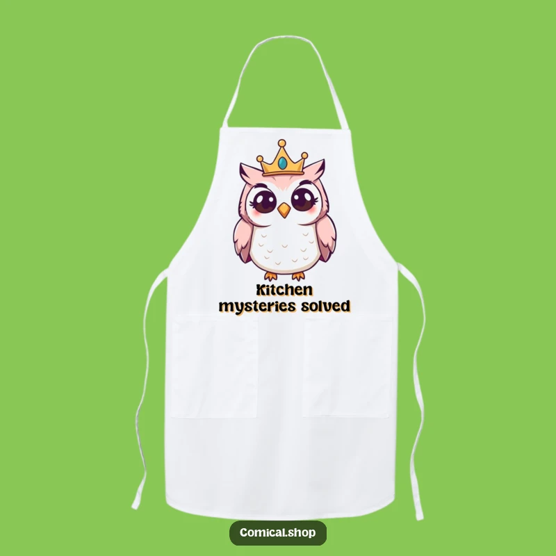 Funny Owl Crown Apron: Curious Giggling Bird Kitchen Wear, Fun Funny Gift for Cooks