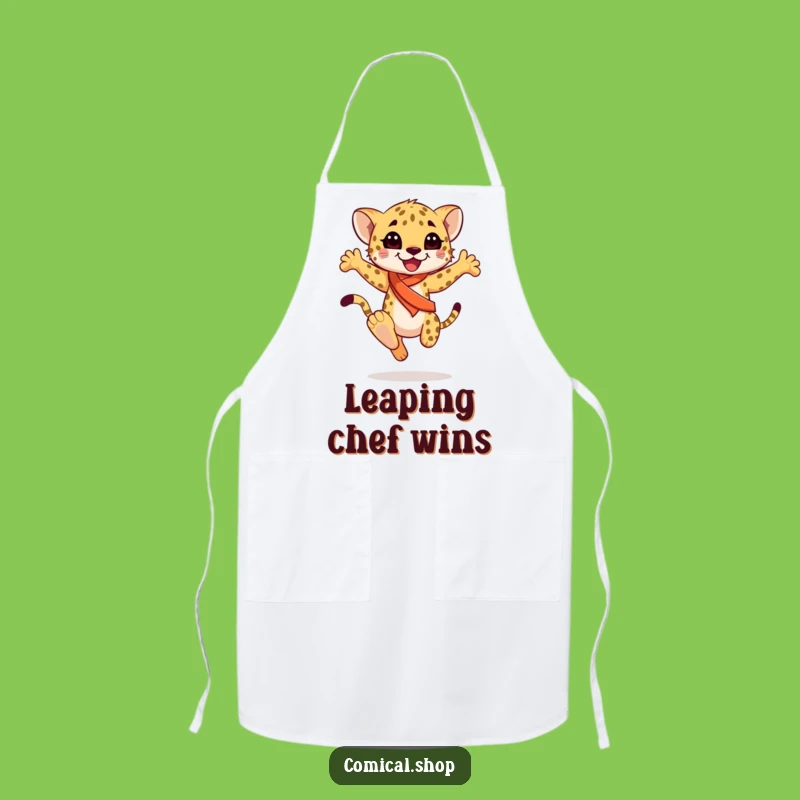 Funny Cheetah Cub Sash Apron: Graceful Chef Design, Perfect Funny Gift