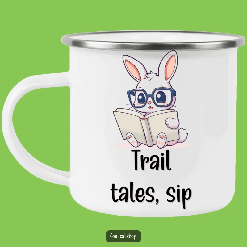 Funny Bunny Reading Camping Mug - Adventure Book Lover's Funny Gift