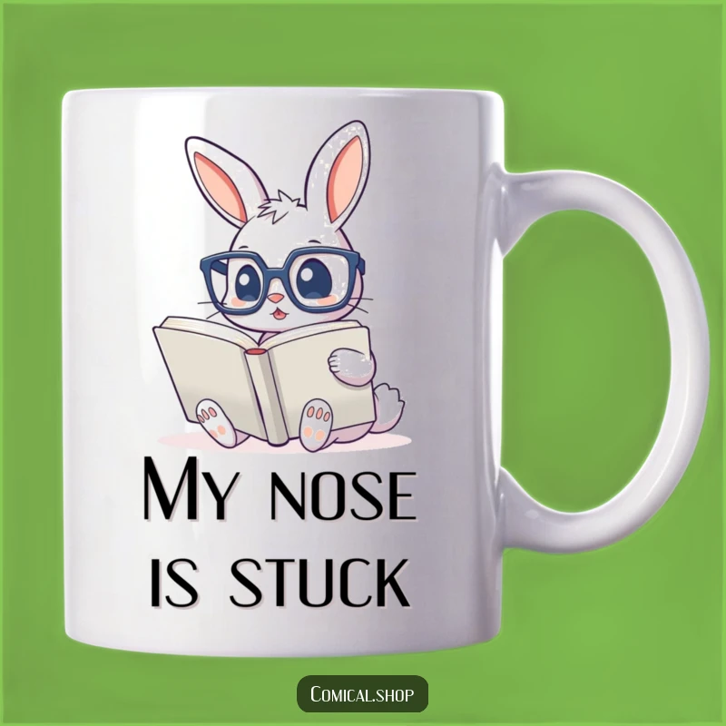 Funny Bunny Bookworm Mug - Adorable Glasses Reading Gift for Book Lovers