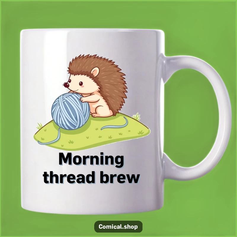 Funny Hedgehog Yarn Mug - Cozy Rolling Gift for Crafty & Cute Lovers