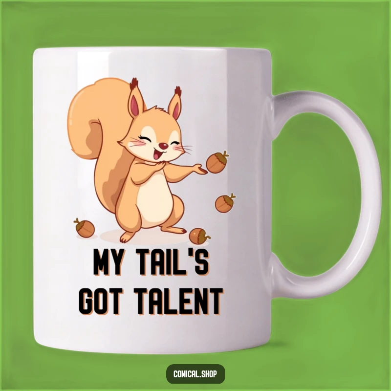 Funny Squirrel Tail Acorn Juggling Mug - Perfect Gift for Nutty Friends!