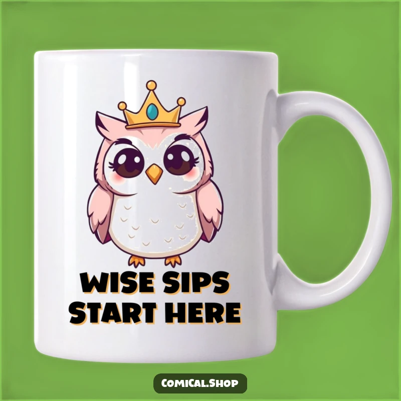 Funny Owl Crown Mug: Curious Giggling Bird, Hilarious Funny Gift for Wise Folks