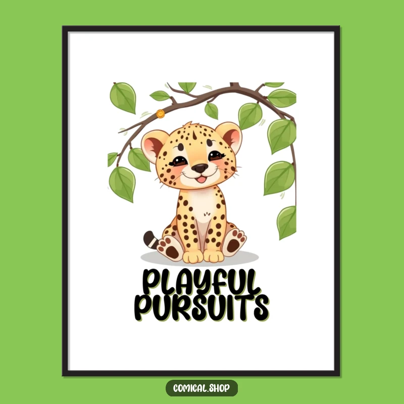 Funny Cheetah Cub Vine Poster: Adorable Jungle Art