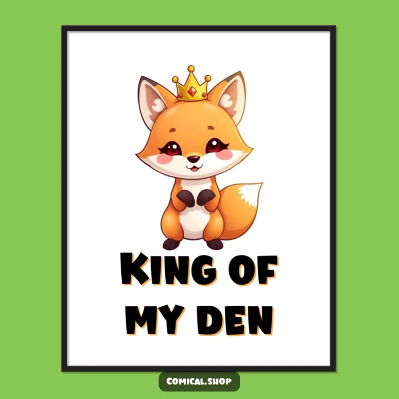 Brighten your space with this 'Funny Fox Crown' poster. This cute crowned fox brings a touch of playful royalty to any room.