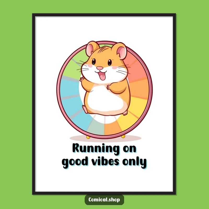 Funny Free Printable Wall Art: Hamster on Wheel, Hilarious Downloadable Decor for Energetic Vibes