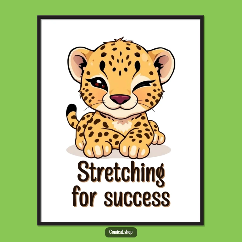 Winking Cheetah Cub Relaxed Funny Free Printable Wall Art Downloadable Gift