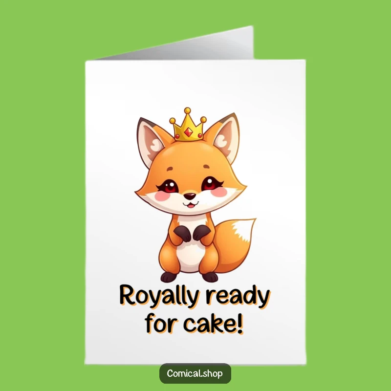 Free Printable Fox Birthday Card: Cute Crowned Fox Making Royal Wishes Printable Gift