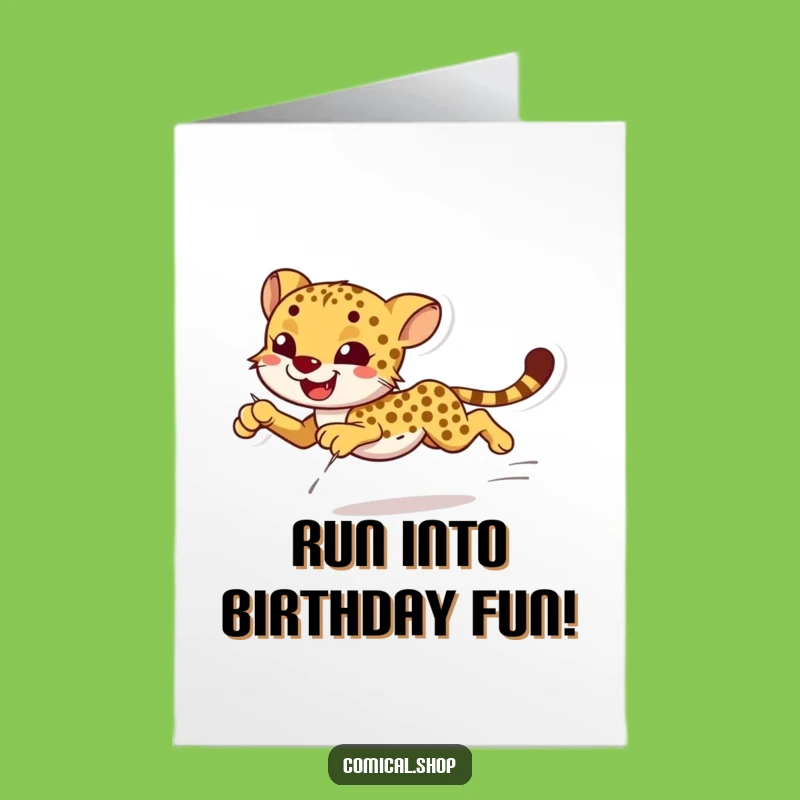 Speedy Cheetah Birthday Card: Free Printable - Energetic & Funny Downloadable Gift