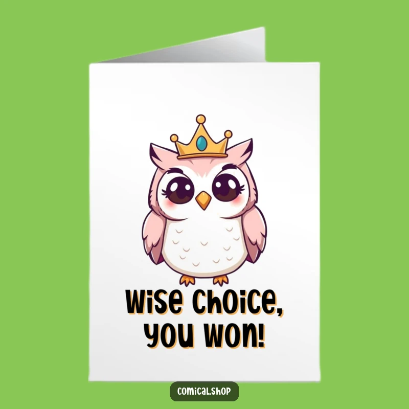 Free Printable Owl Congratulations Card: Giggling Crowned Owl Curious Success Printable Gift