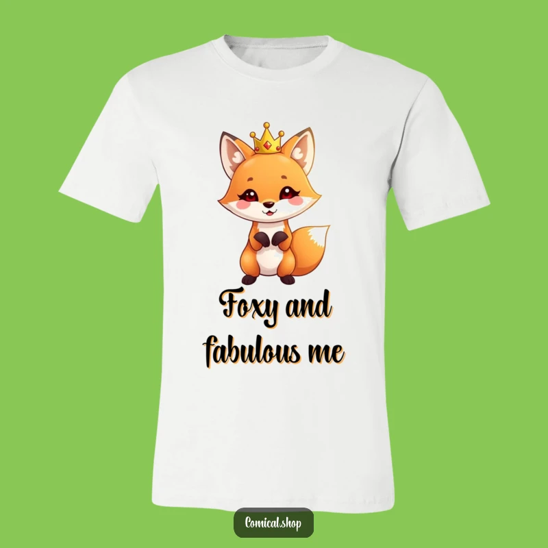 Show off your playful side with this 'Funny Fox Crown' t-shirt. Featuring a cute fox in a tiny crown, it's a purr-fectly funny addition to any wardrobe.