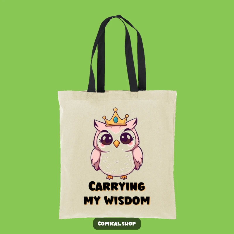 Funny Owl Crown Tote Bag: Chic Curious Fowl Bag, Stylish Funny Gift for Bookworms