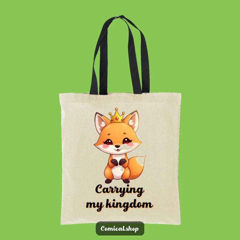 Funny Fox Crown Tote Bag: Stylish Royal Fox Bag, Practical Funny Gift for Shoppers
