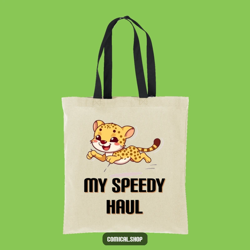 Funny Cheetah Sprint Tote Bag: Carry Your Essentials with Wild Style
